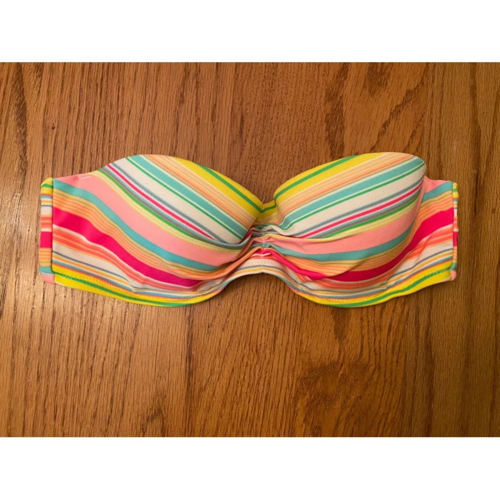 Victoria’s Secret Rainbow Stripe Strapless Swim Top